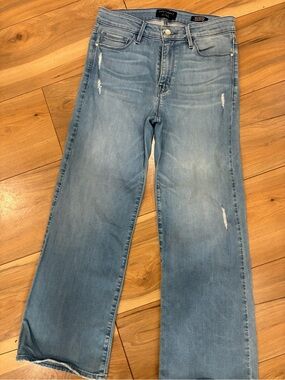 Sanctuary Women’s Wide Leg Crop Jeans Size 27 Distressed High Rise Light Wash